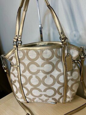 Coach Audrey Metallic Op Art Shantung Cinch Satchel Crossbody Bag No A1269-19572
